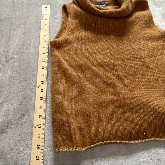 Copper Key Rabbit Hair Sweater Vest Sz M Soft Cozy Fall Turtleneck Chic - Picture 5 of 9